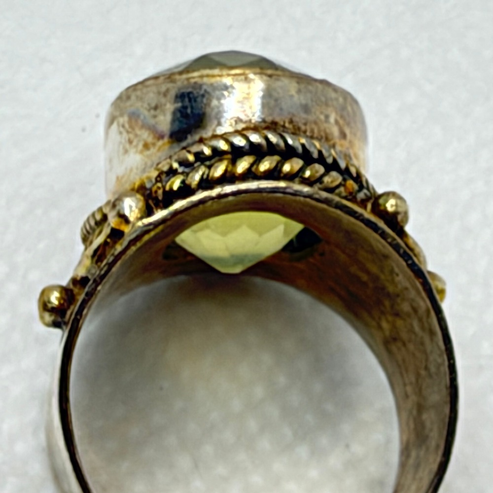 Artisan Yellow Citrine Silver Ring Size 8